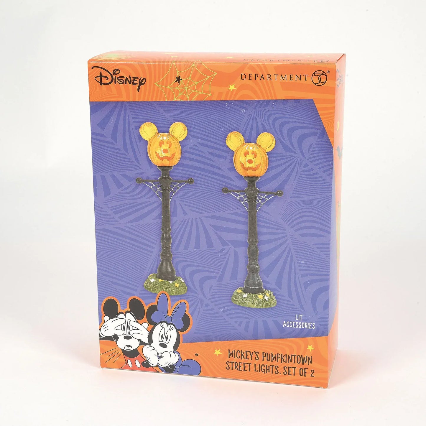 Disney Mickey's Pumpkintown Street Lights Figurine Disney Village By Department 56