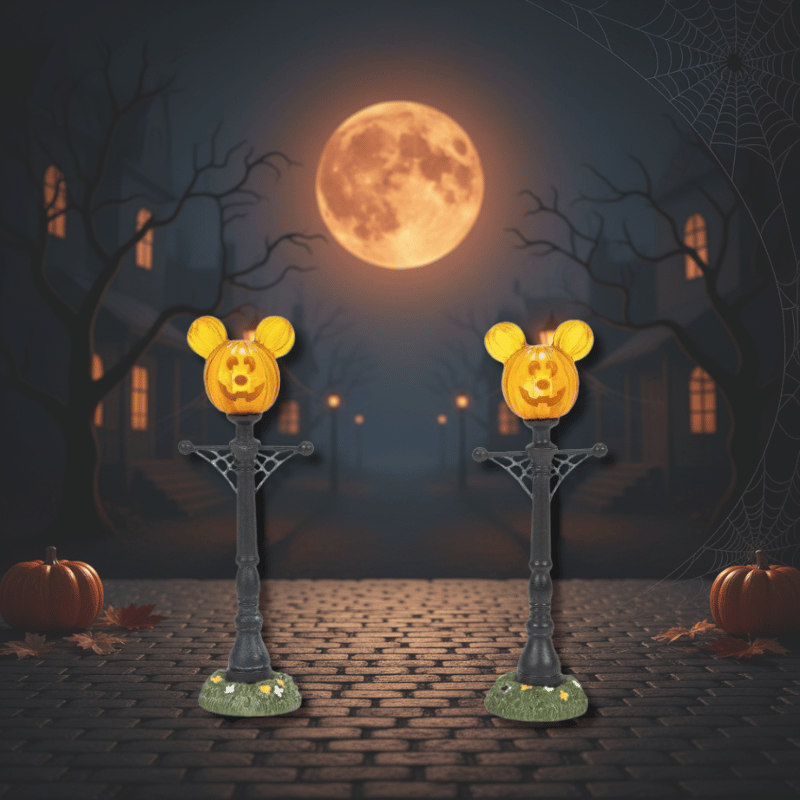 Disney Mickey's Pumpkintown Street Lights Figurine Disney Village By Department 56