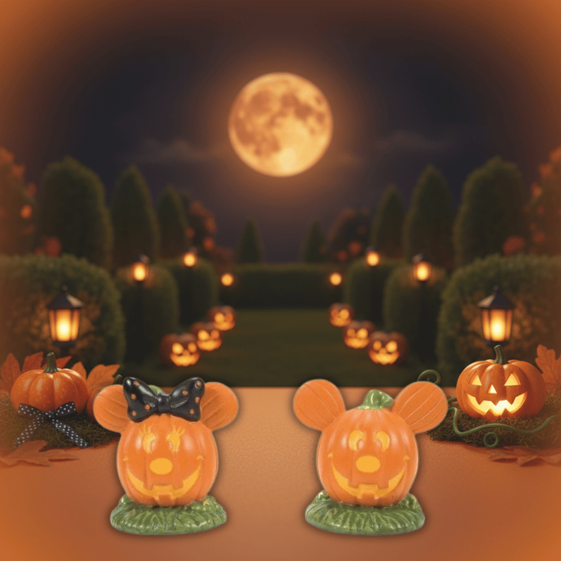Disney Mickey's Pumpkintown Topiaries Figurines (Set of 2) By Department 56