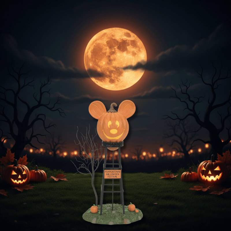 Disney Mickey's Pumpkintown Water Tower Figurine Disney Village By Department 56