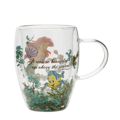Disney Pastel Princess Floral Decorative Glass Mug - Ariel The Little Mermaid