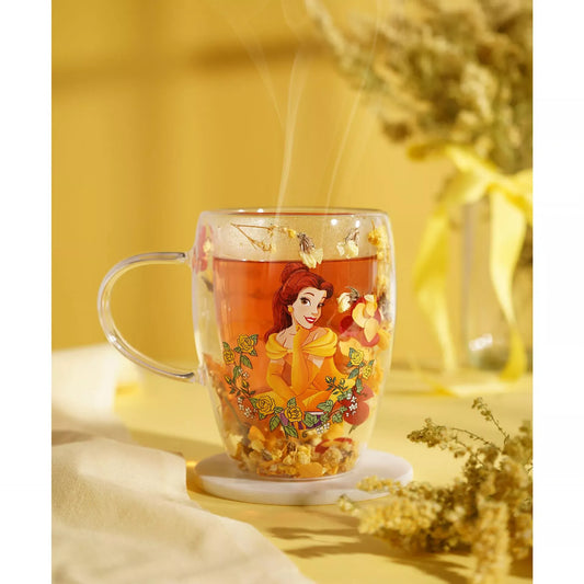 Disney Pastel Princess Floral Decorative Glass Mug - Belle