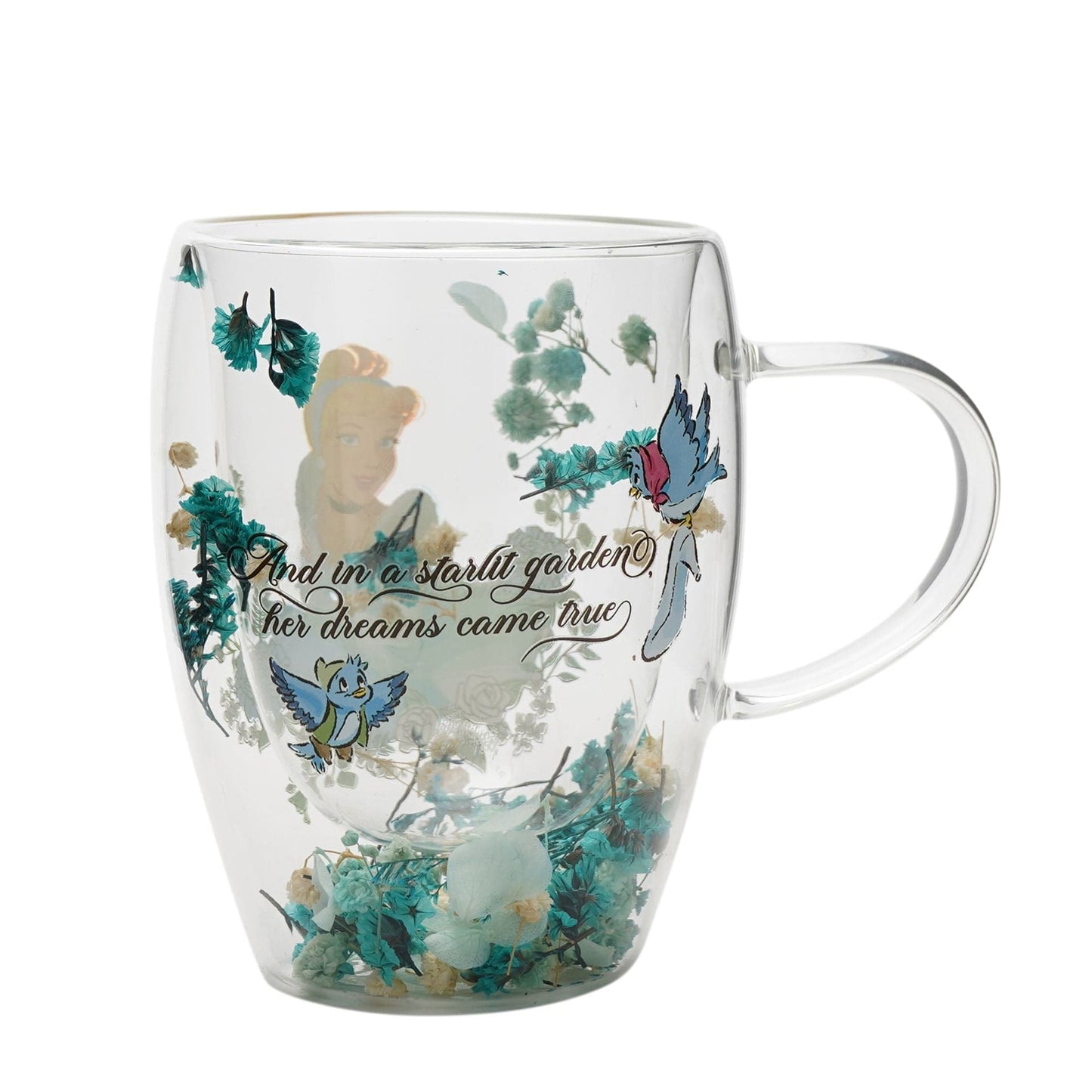 Disney Pastel Princess Floral Decorative Glass Mug - Cinderella