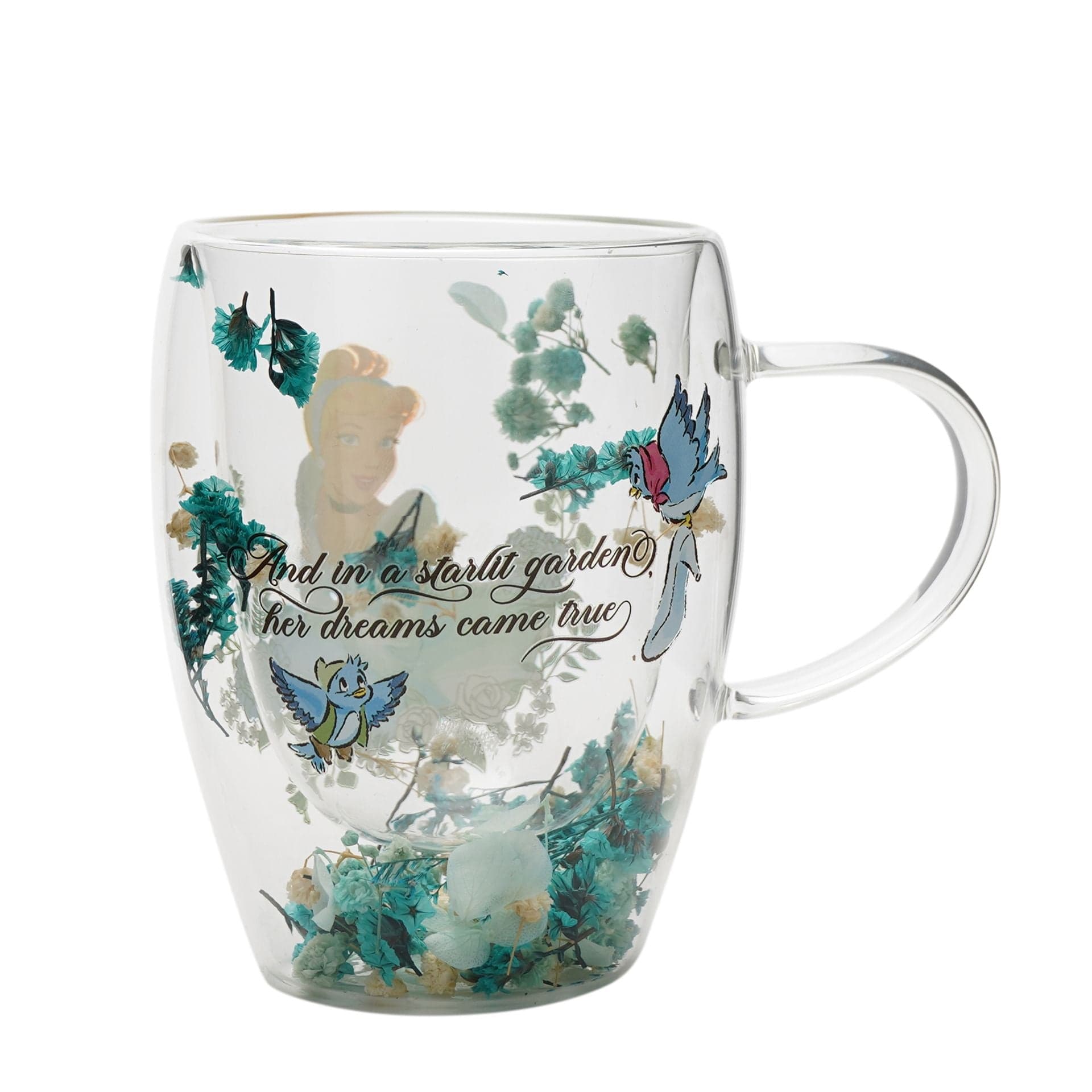 Disney Pastel Princess Floral Decorative Glass Mug - Cinderella