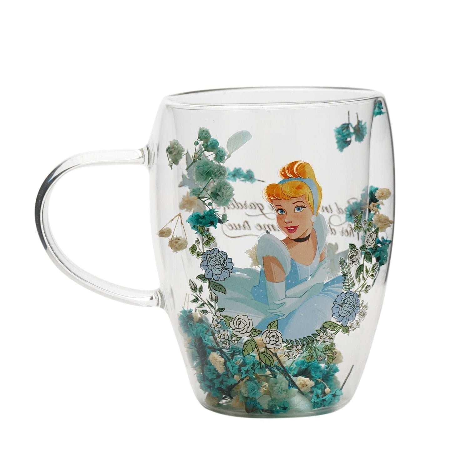 Disney Pastel Princess Floral Decorative Glass Mug - Cinderella