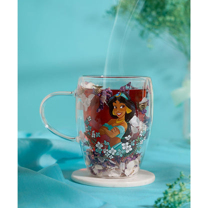 Disney Pastel Princess Floral Decorative Glass Mug - Jasmine Aladdin