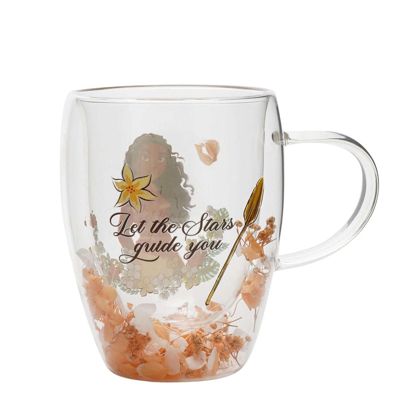 Disney Pastel Princess Floral Decorative Glass Mug - Moana