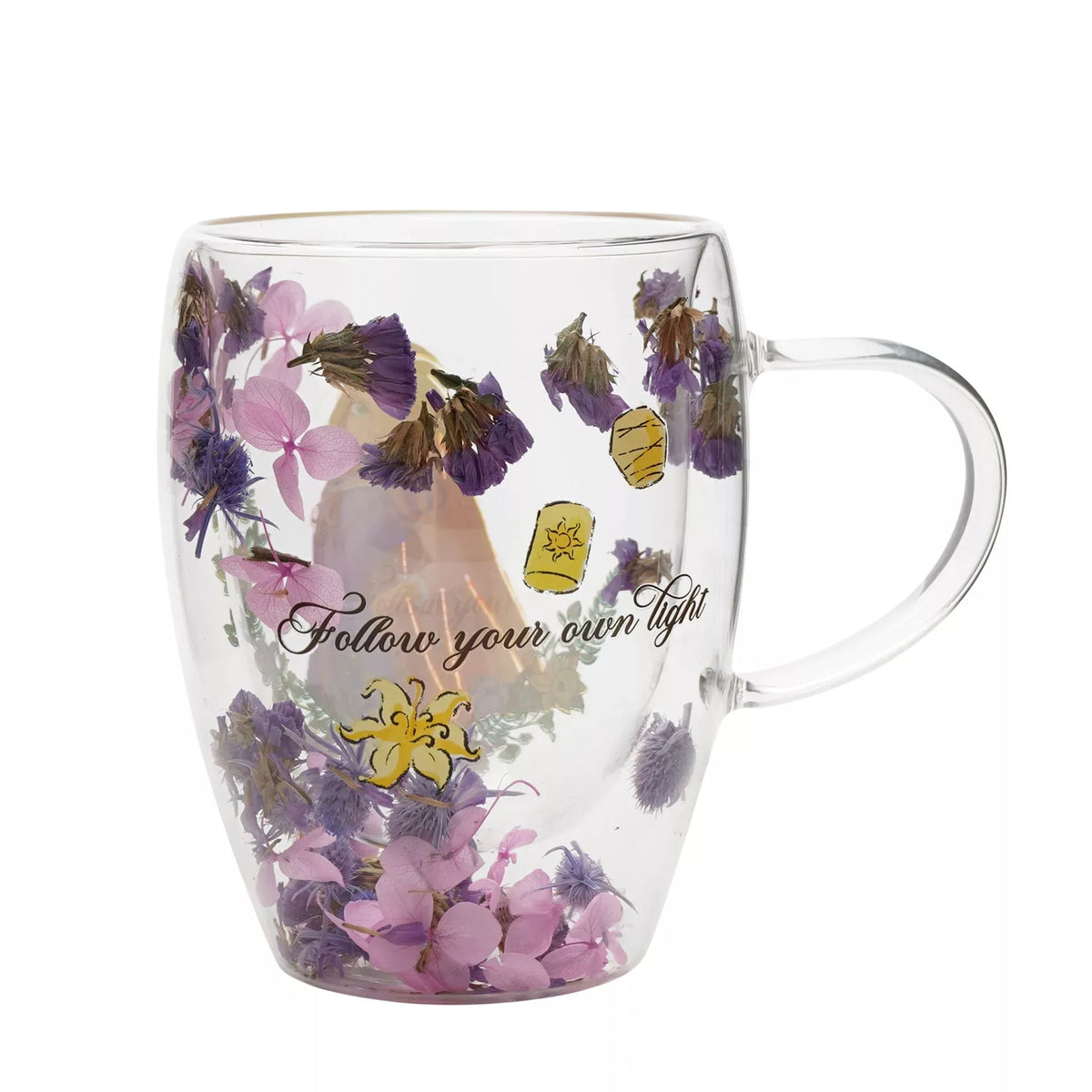 Disney Pastel Princess Floral Decorative Glass Mug - Rapunzel (Tangled)