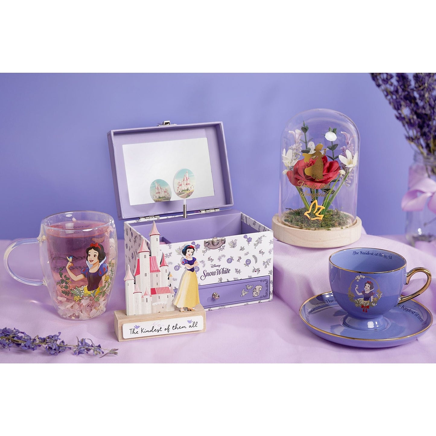 Disney Pastel Princess Floral Decorative Glass Mug - Snow White