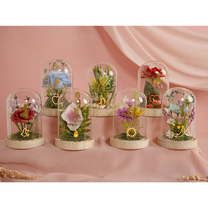 Disney Pastel Princess Florals In A Cloche With Neon Light - Belle Beauty And the Beast