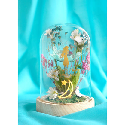 Disney Pastel Princess Florals In A Cloche With Neon Light - Jasmine Aladdin