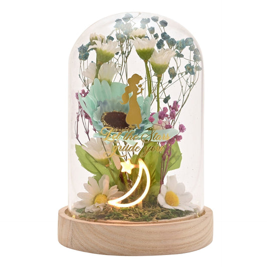 Disney Pastel Princess Florals In A Cloche With Neon Light - Jasmine Aladdin