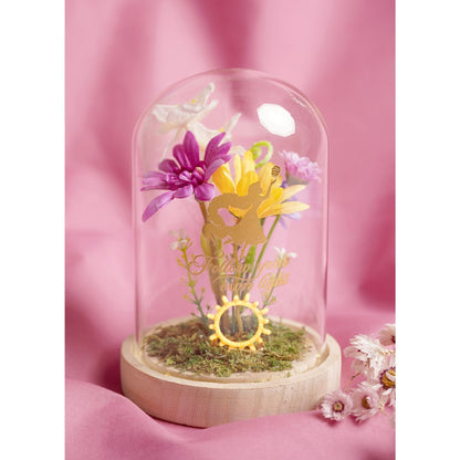 Disney Pastel Princess Florals In A Cloche With Neon Light - Rapunzel Tangled
