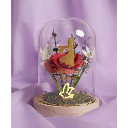 Disney Pastel Princess Florals In A Cloche With Neon Light - Snow White