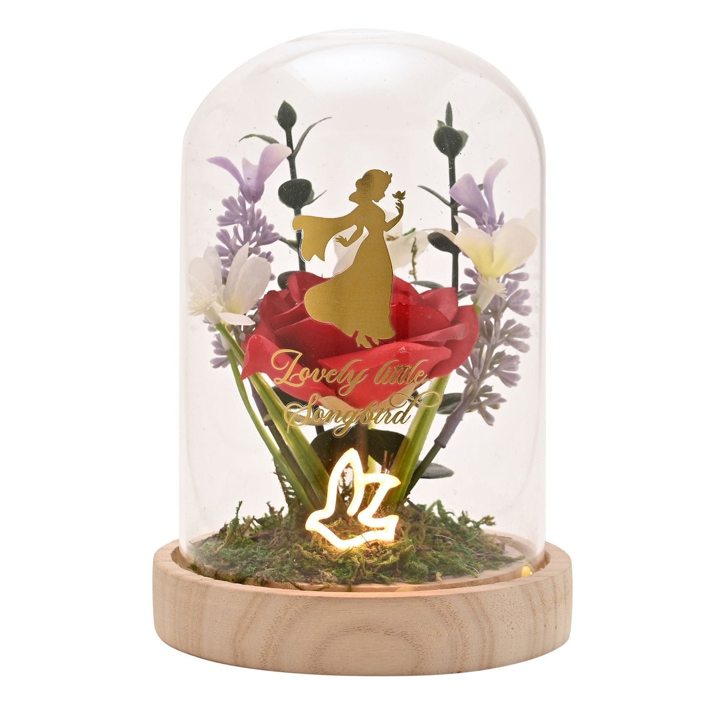 Disney Pastel Princess Florals In A Cloche With Neon Light - Snow White