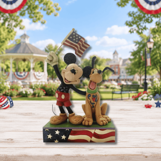 Disney Traditions A Banner Day - Mickey & Pluto Patriotic Figurine 6005975