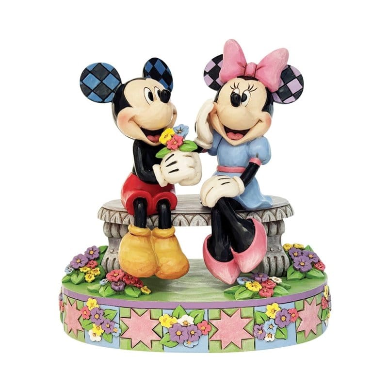 Disney Traditions A Blooming Romance Mickey & Minnie Spring Bench Figurine By Jim Shore