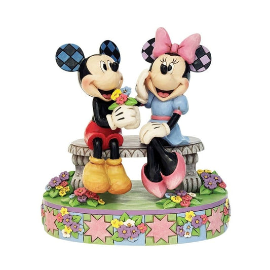 Disney Traditions A Blooming Romance Mickey & Minnie Spring Bench Figurine By Jim Shore