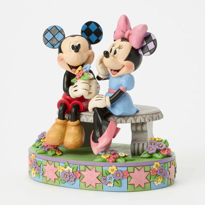 Disney Traditions A Blooming Romance Mickey & Minnie Spring Bench Figurine By Jim Shore