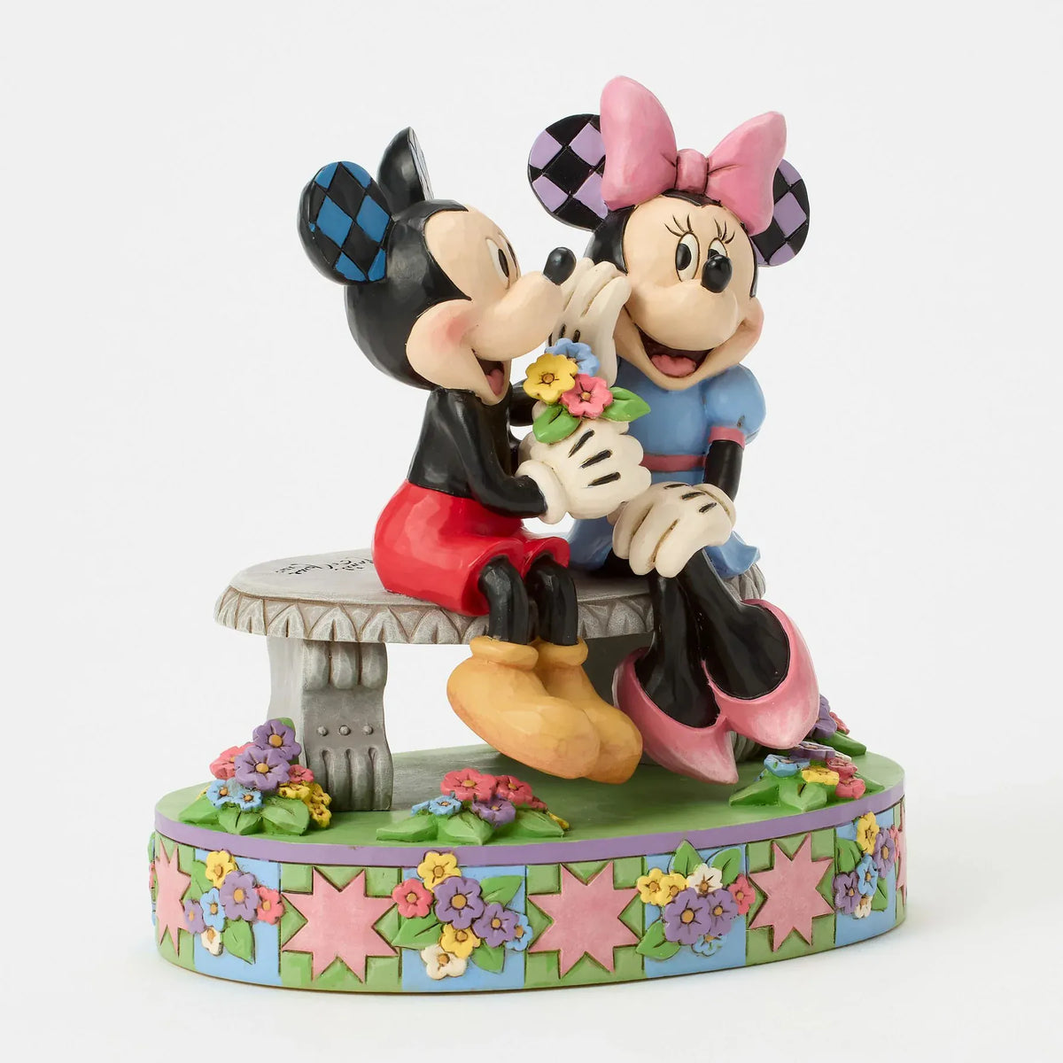 Disney Traditions A Blooming Romance Mickey & Minnie Spring Bench Figurine By Jim Shore