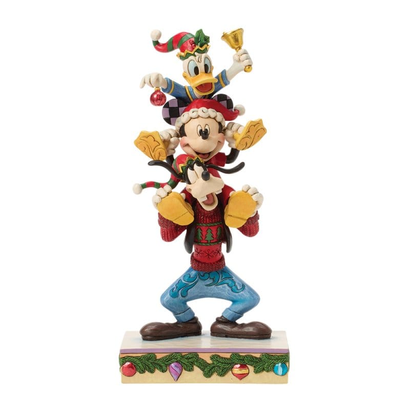 Disney Traditions A Holiday Pile Up (Mickey, Donald and Goofy Stacked) Figurine By Jim Shore 6018706