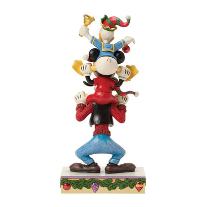 Disney Traditions A Holiday Pile Up (Mickey, Donald and Goofy Stacked) Figurine By Jim Shore 6018706