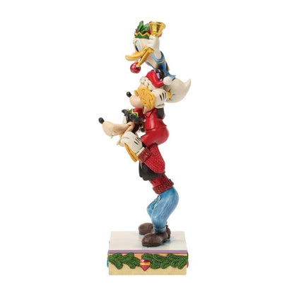 Disney Traditions A Holiday Pile Up (Mickey, Donald and Goofy Stacked) Figurine By Jim Shore 6018706