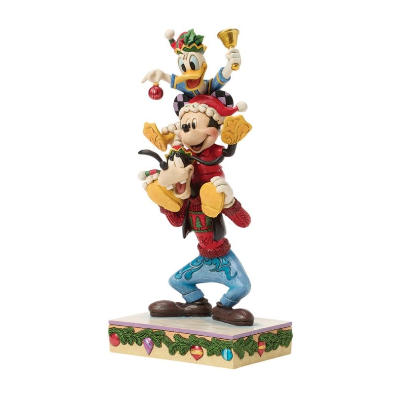 Disney Traditions A Holiday Pile Up (Mickey, Donald and Goofy Stacked) Figurine By Jim Shore 6018706