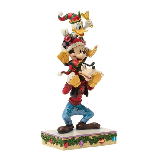 Disney Traditions A Holiday Pile Up (Mickey, Donald and Goofy Stacked) Figurine By Jim Shore 6018706