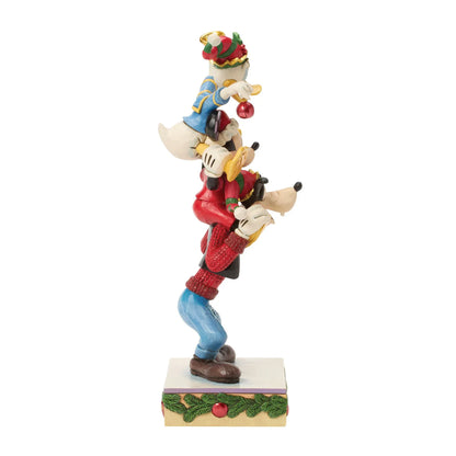 Disney Traditions A Holiday Pile Up (Mickey, Donald and Goofy Stacked) Figurine By Jim Shore 6018706
