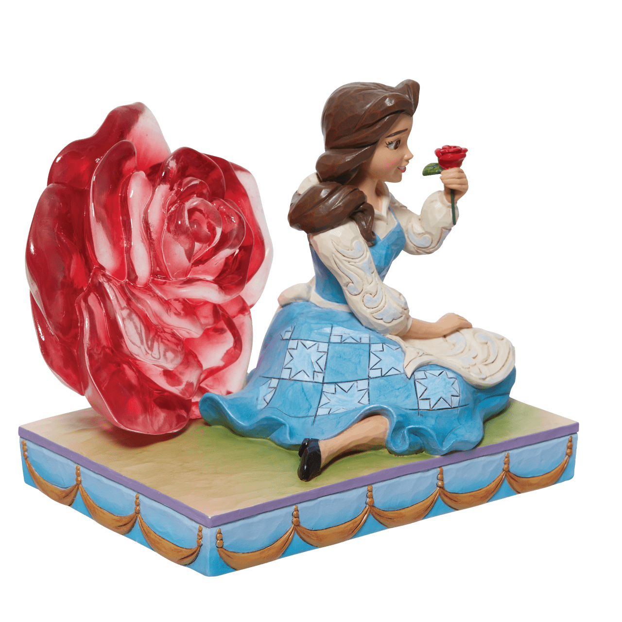 Disney Traditions Belle with Clear Resin Rose Figurine By Jim Shore 6011924