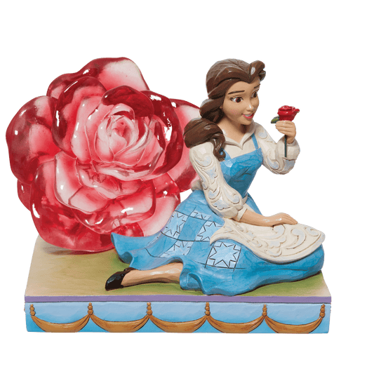 Disney Traditions Belle with Clear Resin Rose Figurine By Jim Shore 6011924