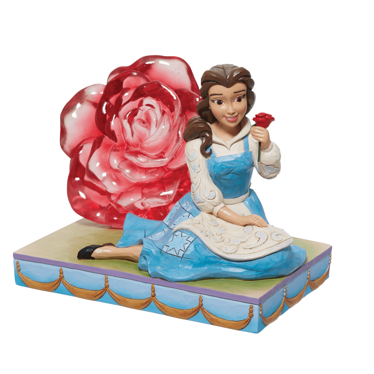 Disney Traditions Belle with Clear Resin Rose Figurine By Jim Shore 6011924