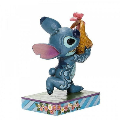 Disney Traditions Bizarre Bunny - Stitch Running off with Easter Basket Figurine 6008075