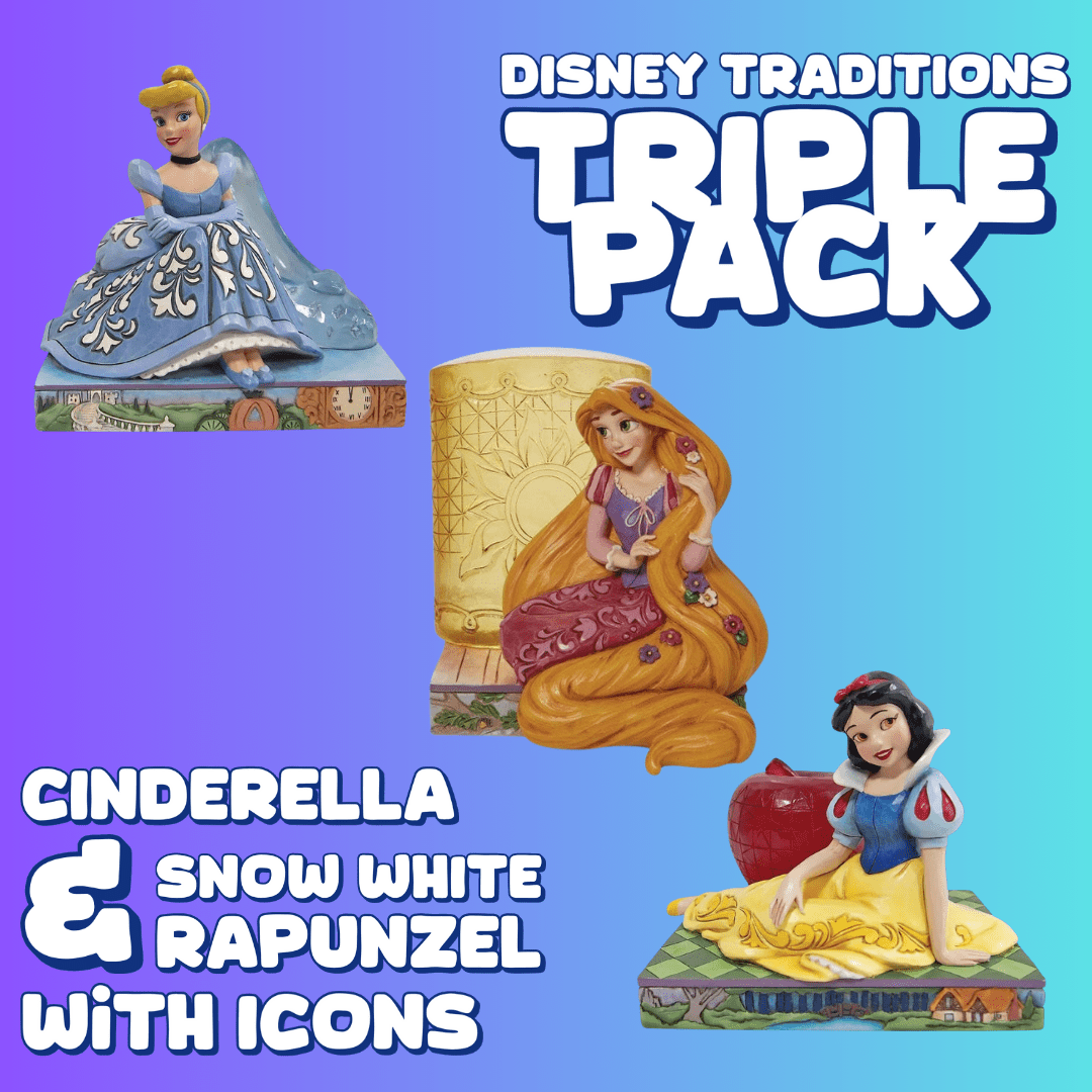 Disney Traditions Cinderella, Rapunzel & Snow White with Icons Triple Pack