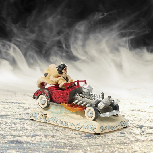 Disney Traditions Driving De Vil-ishly Cruella in Musical Car Figurine By Jim Shore