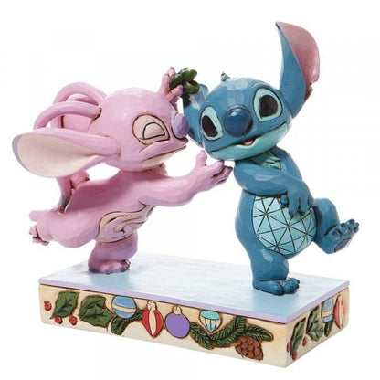 Disney Traditions Mistletoe Kiss - Stitch and Angel with Mistletoe Figurine 6008980