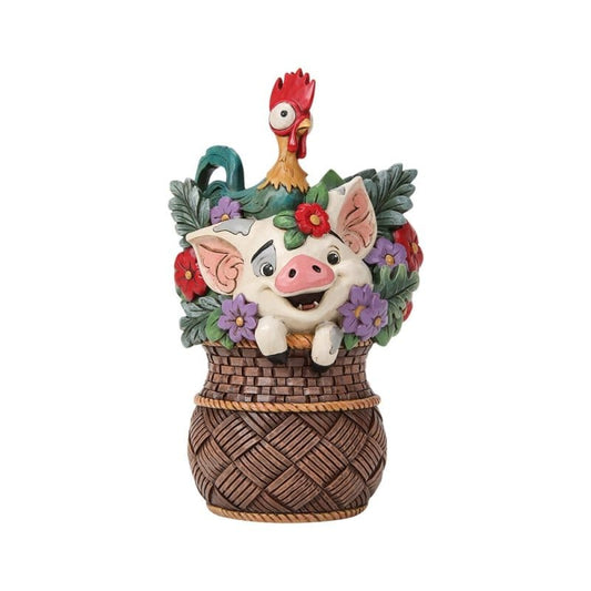 Disney Traditions Pua And Hei Hei Flower Basket Moana Figurine by Jim Shore