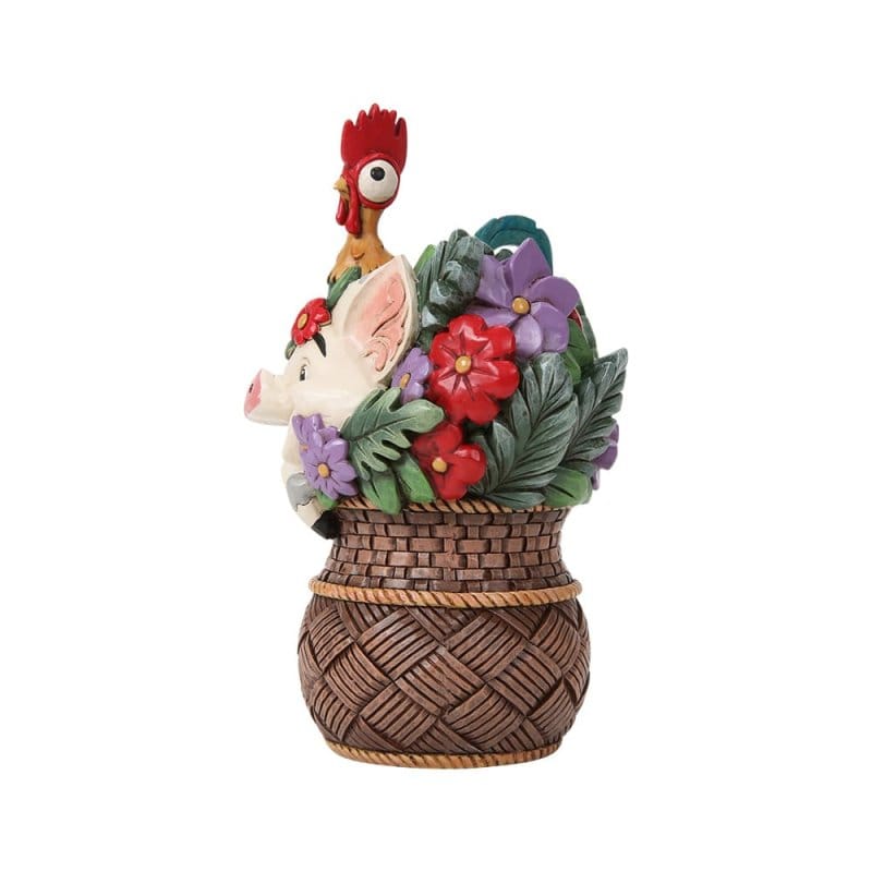 Disney Traditions Pua And Hei Hei Flower Basket Moana Figurine by Jim Shore
