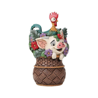 Disney Traditions Pua And Hei Hei Flower Basket Moana Figurine by Jim Shore