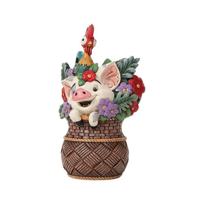 Disney Traditions Pua And Hei Hei Flower Basket Moana Figurine by Jim Shore
