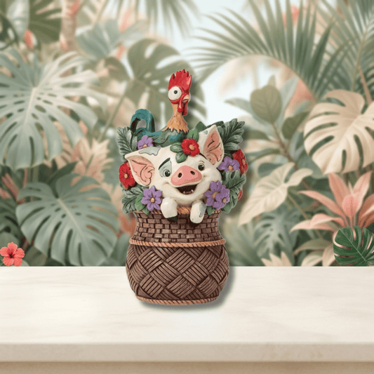 Disney Traditions Pua And Hei Hei Flower Basket Moana Figurine by Jim Shore
