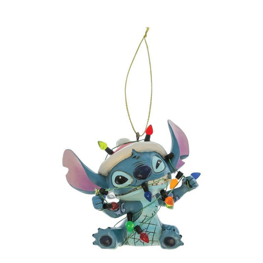 Disney Traditions Stitch Wrapped In Christmas Lights Hanging Ornament By Jim Shore 6017542