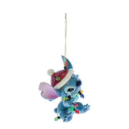 Disney Traditions Stitch Wrapped In Christmas Lights Hanging Ornament By Jim Shore 6017542