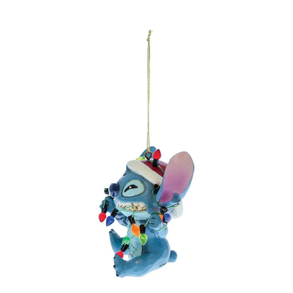 Disney Traditions Stitch Wrapped In Christmas Lights Hanging Ornament By Jim Shore 6017542