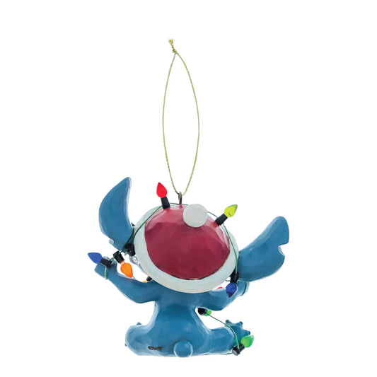 Disney Traditions Stitch Wrapped In Christmas Lights Hanging Ornament By Jim Shore 6017542