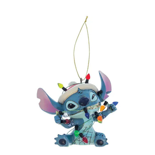 Disney Traditions Stitch Wrapped In Christmas Lights Hanging Ornament By Jim Shore 6017542