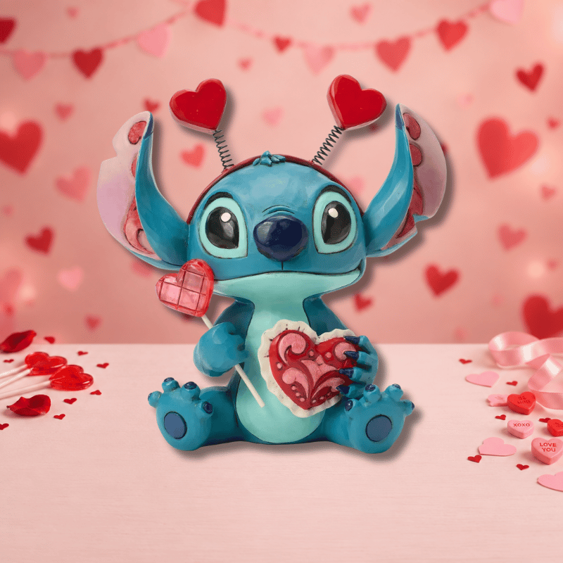Disney Traditions Sucker For Love Stitch Valentines Figurine By Jim Shore