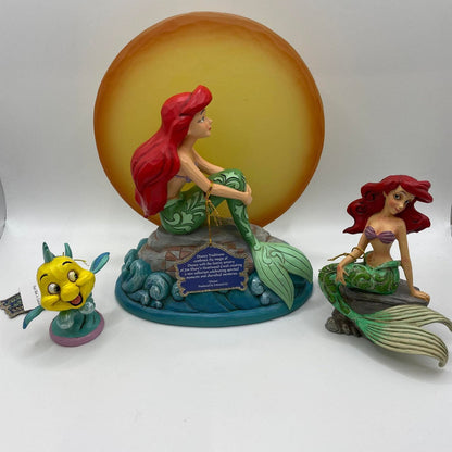 Disney Traditions The Little Mermaid 3 Pack Bundle Figurines - Mermaid by Moonlight, Flounder and Splash of Fun (COMBINED RRP £120)