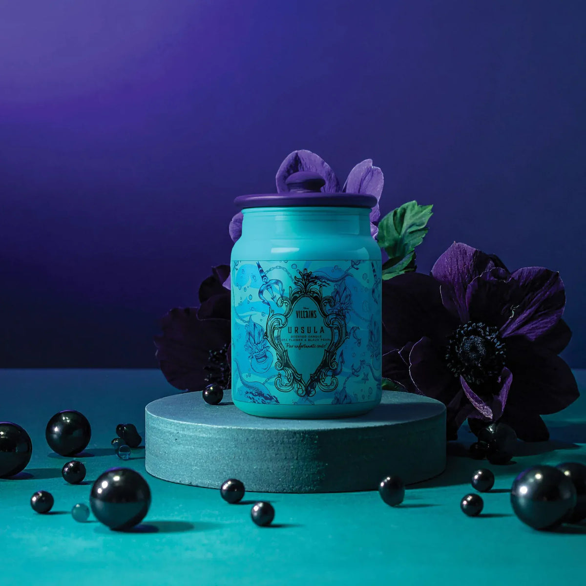 Disney Ursula Ceramic Sea Flower & Black Pearl Aqua Candle by Disney Home Fragrance